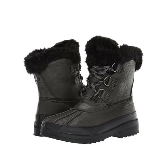 NEW Sperry Maritime Black Leather Winter Snow Boots 7 - Picture 1 of 7